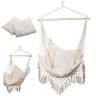 Brazilian Hanging Garden Chihee Swing Hammock Chair with Pillows, Light Beige