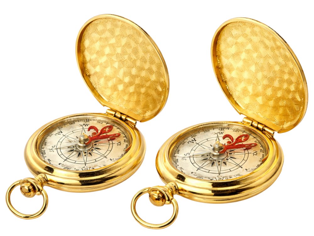 Classic Folding Metal Pocket Compass for Survival and Hiking, gold (1)
