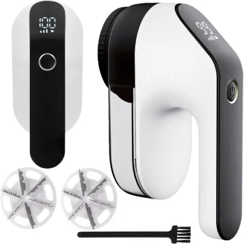 Electric Fabric Shaver Lint Remover with LCD Display, 5W, Black/White