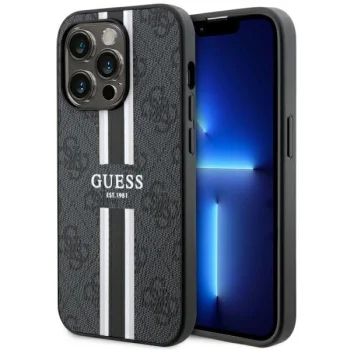 Guess iPhone 14 Pro Case 4G Printed Stripes MagSafe, Black