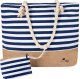 Beach Picnic Bag from Jute with Stripes + Small Wallet, 22L