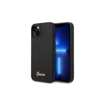 Guess Silicone Vintage Gold Logo Case for iPhone 14 Pro Black