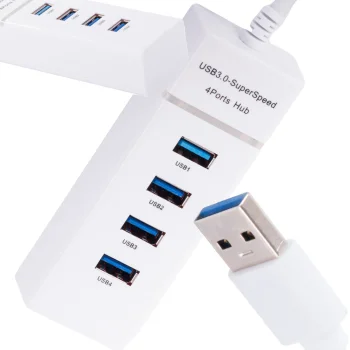USB 3.0 Hub, 4 Ports, 5Gbps, White