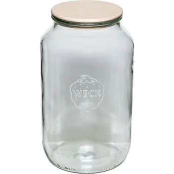 WECK Round Rim Glass Jar with Wooden Lid 3L, 100 mm