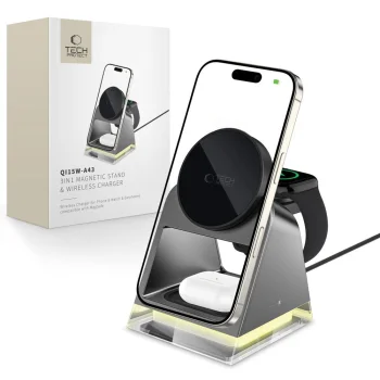 Tech-Protect QI15W-A43 3in1 Wireless Charger with MagSafe, Black