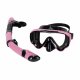 Panoramic Snorkeling Mask and Dry Top Snorkel Set, pink-black