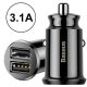 Baseus Grain Mini Car Charger 2x USB 5V, black