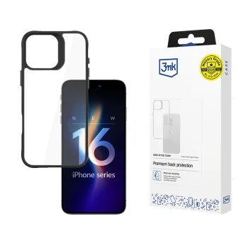 3mk Satin Armor Case+ for iPhone 16 Pro Max, Transparent / Black Frame