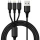 Xtrobb 19907 Car Charger 4x USB with 3-in-1 Cable, Black