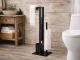Freestanding Toilet Paper Holder Stand with Brush 3-in-1 Black