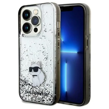 Karl Lagerfeld iPhone 14 Pro Case Liquid Glitter Choupette, Transparent