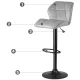 Sofotel Castel Bar Stools with Backrest, Light Grey, 2 Pcs