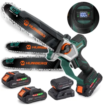 Cordless Chainsaw Humberg Hm-437, 2x 2.0 Ah, 10" and 8"