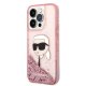 Karl Lagerfeld Liquid Glitter Karl\'s Head Case for iPhone 14 Pro - Pink