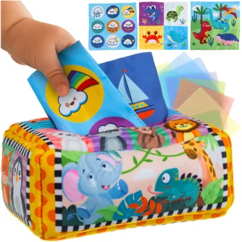Kruzzel 00026289 Soft Tissue Box - Sensory Toy for Babies 0+