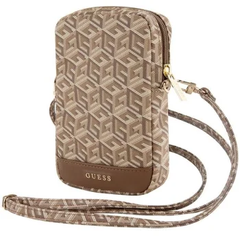 Guess Zip GCube Bottom Stripe Phone Bag, Brown