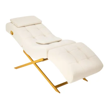 Sillon Umbra Eyelash Treatment Chair White Velour with Gold Base