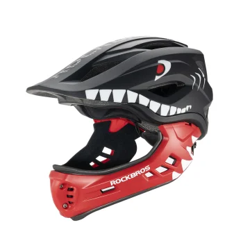 Rockbros Shark Children's Bike Helmet with Detachable Jaw Size S (48-52 cm) - Black
