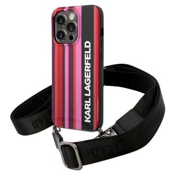 Apple iPhone 14 Pro 6.1" Karl Lagerfeld Color Stripes Strap Case Cover (KLHCP14LSTSTP), Pink