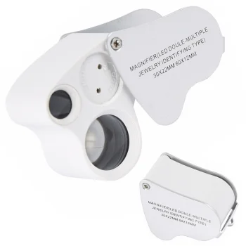 Folding Jeweler's Loupe 25x 50x with LED and UV Light, Silver