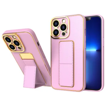 Silikoninis dėklas iPhone 13 Pro su kojele, rožinis