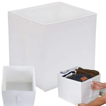 Large Storage Box for Clothes and Bedding, 31x34x33 cm, White