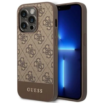 Guess iPhone 14 Pro Case 4G Stripe Collection, Brown
