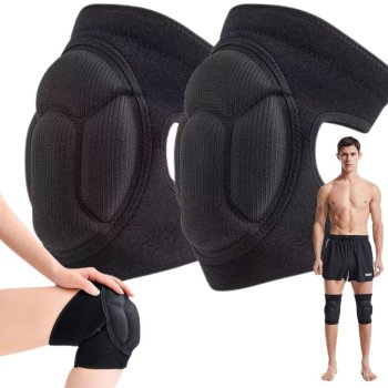 Protective Foam Knee Pads for Work, Gardening and Sports, Set of 2, Black
