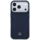 Mercedes Leather Semi Wrap Wood Effect MagSafe Case for iPhone 17 Pro Max, Navy Blue
