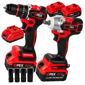 2in1 Cordless Drill & Impact Wrench Set 21V 3Ah 2x Batteries