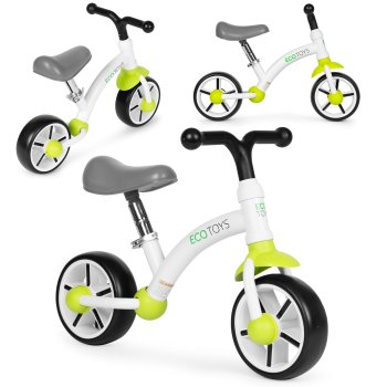 ECOTOYS Kids Balance Bike with Adjustable Seat and EVA Wheels, Green