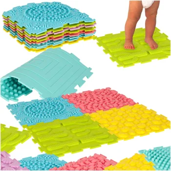 Sensory Puzzle Mat for Foot Massage (8 Pieces), Pastel Colors