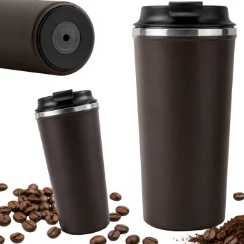 Anti-Spill Thermal Mug with Suction Cup, 500ml, Brown