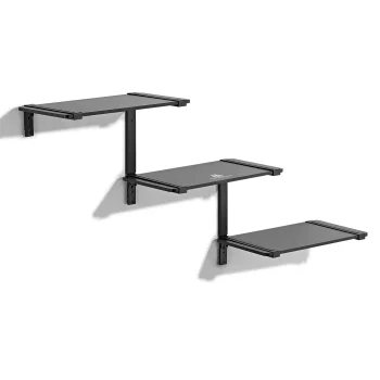 Maclean MC-974 3-Level Modular Wall Shelves, Black