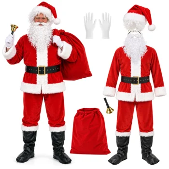 Santa Claus Costume Set Glimz, 13 Pieces, One Size