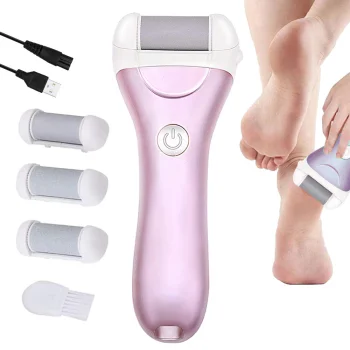 Electric Foot File with 3 Rollers and LCD Display, Pink