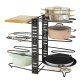 Pan and Pot Organizer Rack for Cabinet, Adjustable 8-Tier Holder for Lids and Pans, black