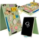 Double-Sided Wooden Farm Busy Board with Chalkboard, 28x37.5x50 cm, green