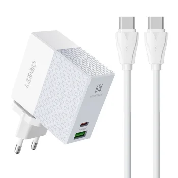 LDNIO A2620C Wall Charger 65W + Charging Data Cable ( Type C to Type C ), White