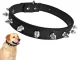 Adjustable Dog Collar with Studs, Faux Leather, Size L
