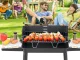 Large Portable Charcoal BBQ Grill with Adjustable Grate and Shelves