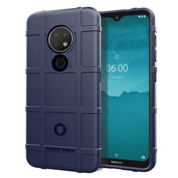 Nokia 6.2 / 7.2 Shock-proof Rugged Square Grid TPU Back Case Cover, Blue