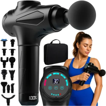 Isomedix 26441 Massage Gun with 12 Interchangeable Heads, Black