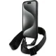 BMW iPhone 15 Plus / 14 Plus Case M Edition Carbon Tricolor Lines & Strap, Black