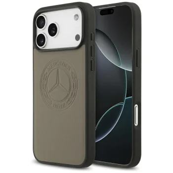 Mercedes iPhone 17 Pro Max Case Leather Vintage Logo MagSafe, Beige