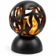 LED globe grave lantern with flame effect, 25 cm, black