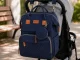 Multifunctional Mommy Bag Backpack with Crib and USB, Grey