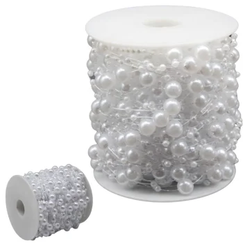 White Pearl Christmas Tree Garland 5m 8mm