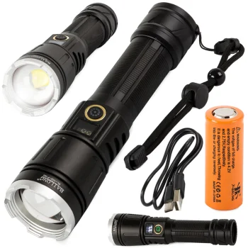 Bailong A52 Tactical Military Flashlight with LED CREE XHP160, Zoom and Power Bank