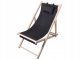 Folding Wooden Beach Lounger with Pillow, Black